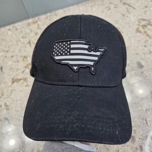 Highland Tactical Black USA Flag Map Mesh Back Flex Fit Mens Baseball Cap